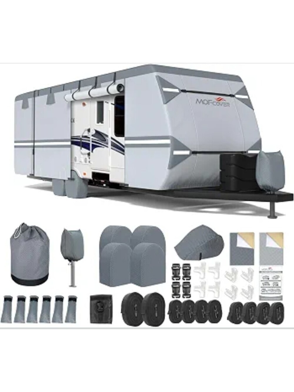 9-Layer Waterproof RV Cover 24-27 Ft Windproof Travel Trailer Cover